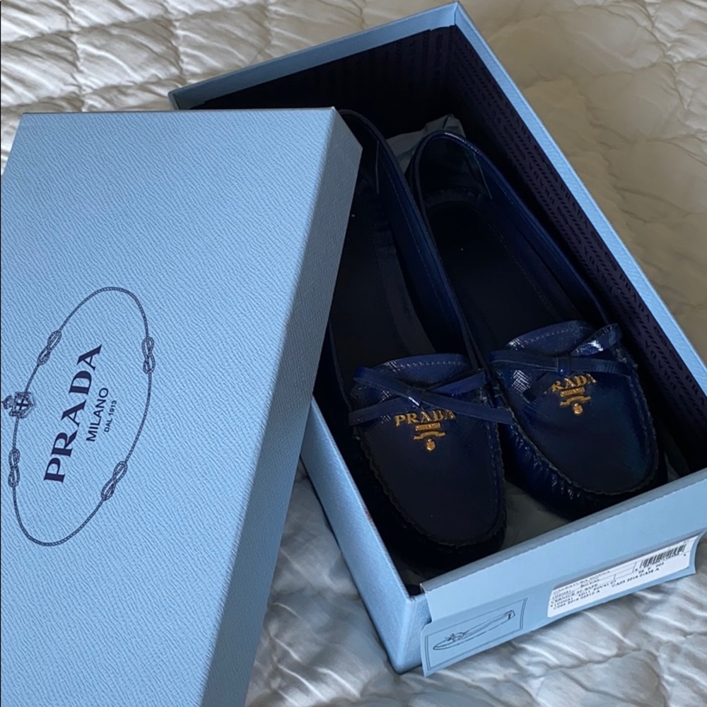 Prada Leather loafers in royal blue